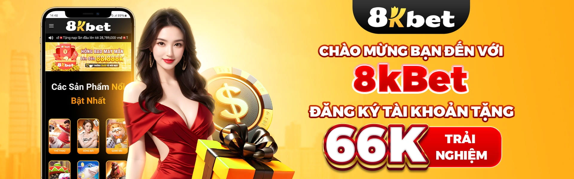 Banner hỗ trợ và ứng dụng 8KBet
